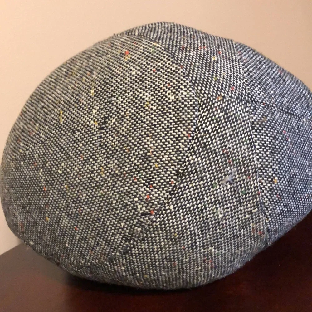Vintage Estate Handmade Tweed Fabric Stuffed Hen + Wicker Basket
